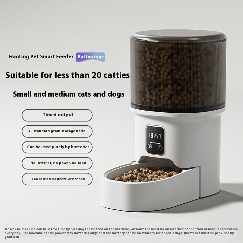Smart Automatic Pet Feeder 4L – Wi-Fi & Button Control
