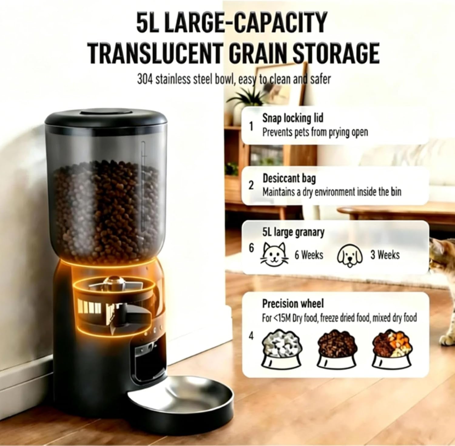 Premium Smart Automatic Pet Feeder with 2K Dual Camera