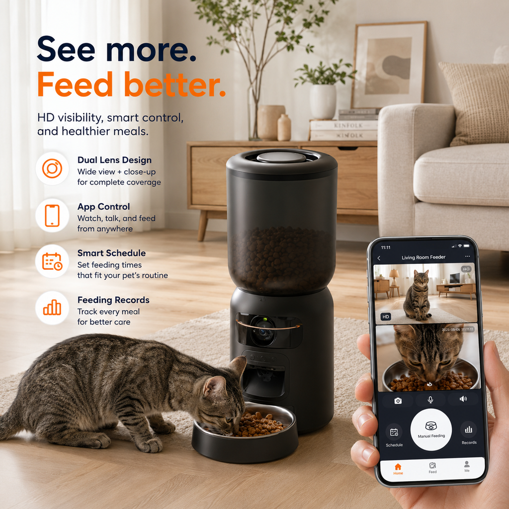 Premium Smart Automatic Pet Feeder with 2K Dual Camera