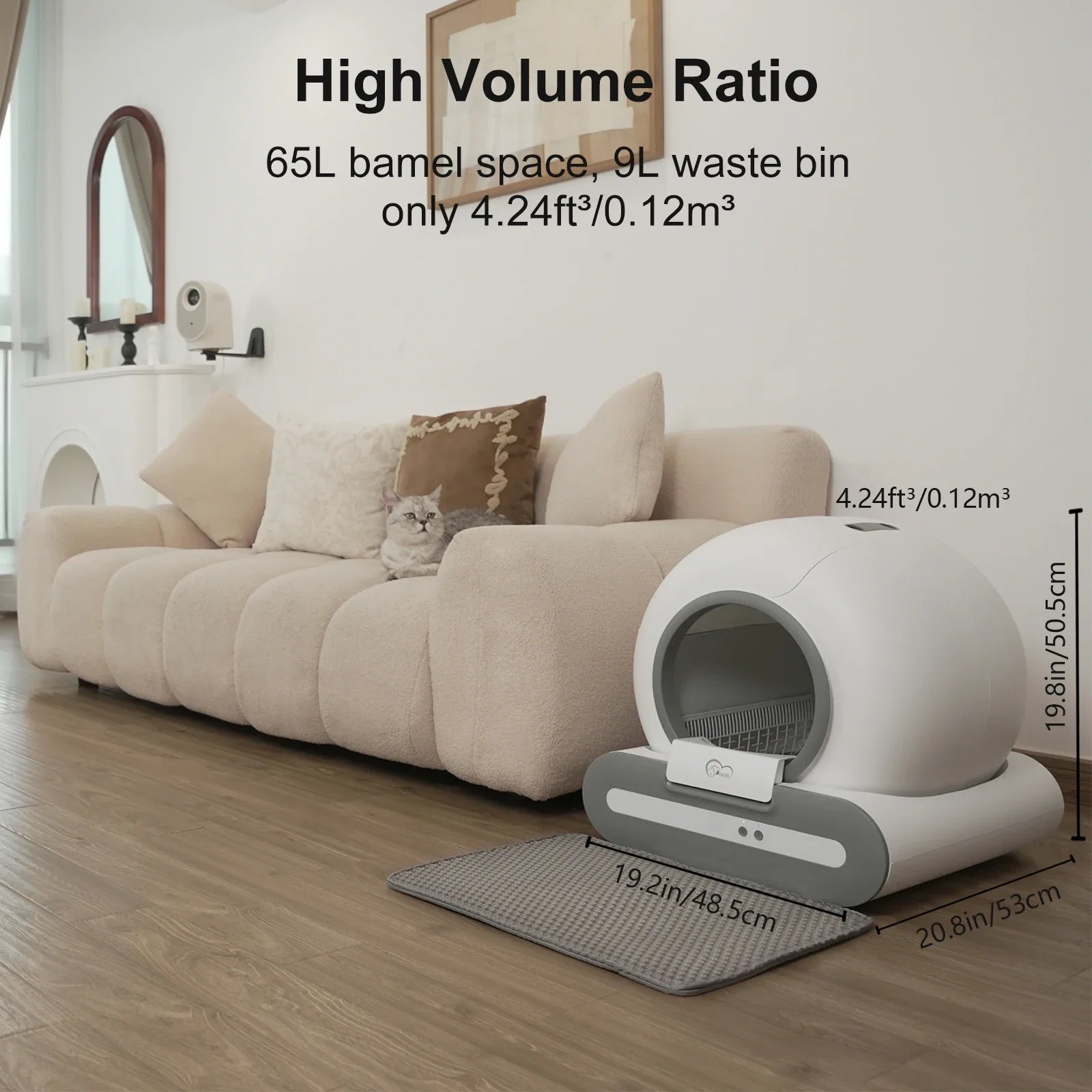 Smart Self-Cleaning Cat Litter Box – 65L Wi-Fi Edition