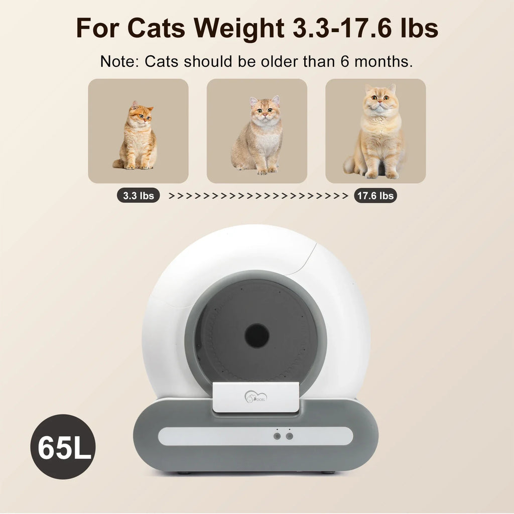Smart Self-Cleaning Cat Litter Box – 65L Wi-Fi Edition