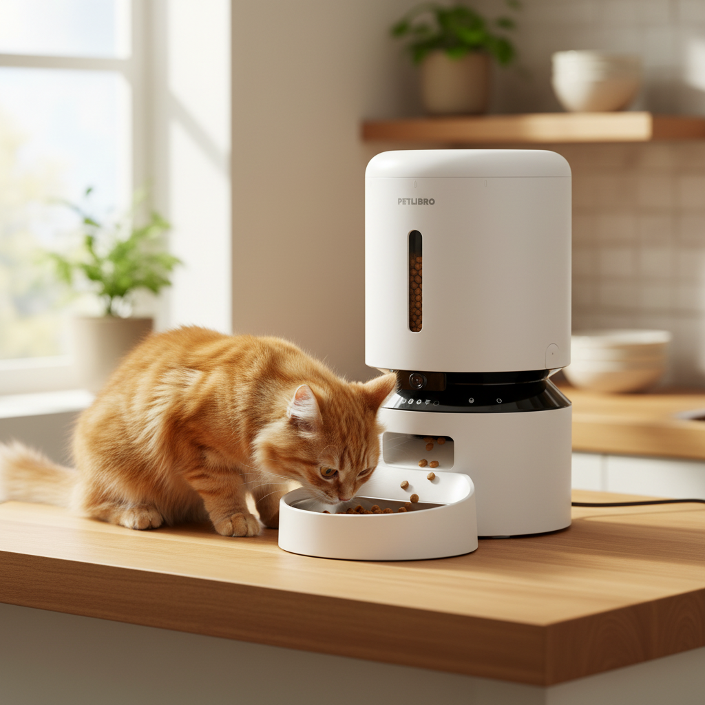 Smart Automatic Pet Feeder with HD Camera lifestyle photo with pet